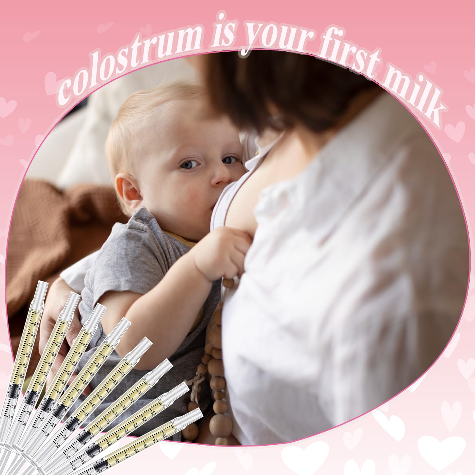 50 Pcs Colostrum Collector Set 1ml Breast Milk Collector Milk Catcher with 60 Stickers 1 Collection Bag and 4Pcs 20ml Measuring Cups Colostrum Collection Gift Set Colostrum Harvesting Kit for Breastfeeding