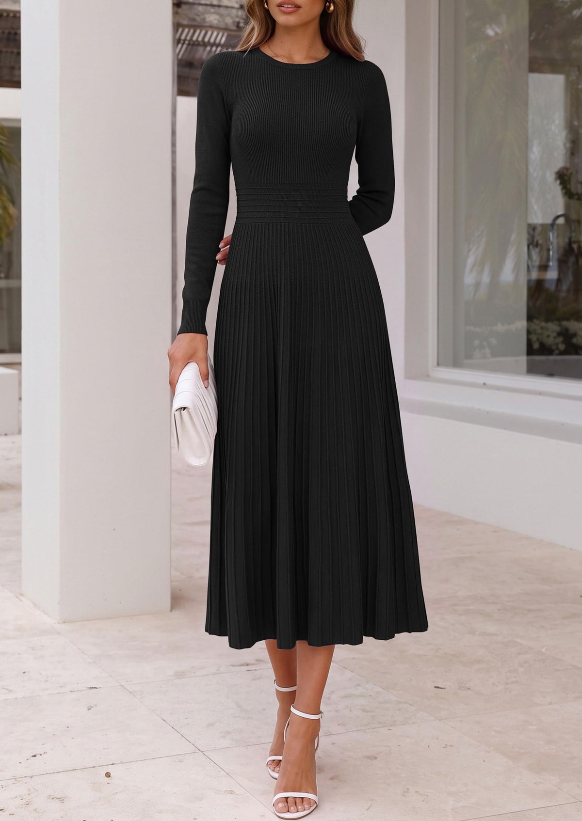 PRETTYGARDEN Women's Long Sleeve Knit Maxi Sweater Dress(Black,M) 🍁 All In One Marketplace Canada