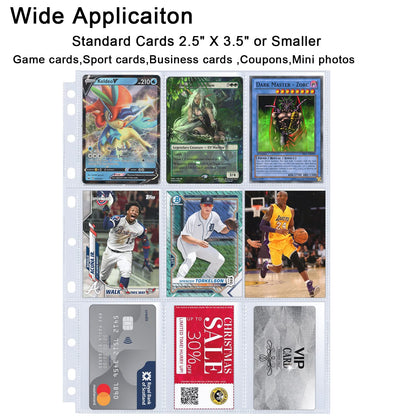 360 Pockets Trading Card Sleeves - Double-Sided 9 Pocket Page Protector, Ultra-Clear Card Sheets for 3 Ring Binder, Sleeves for Game Yugioh/MTG, Baseball, Business Cards, Coupons