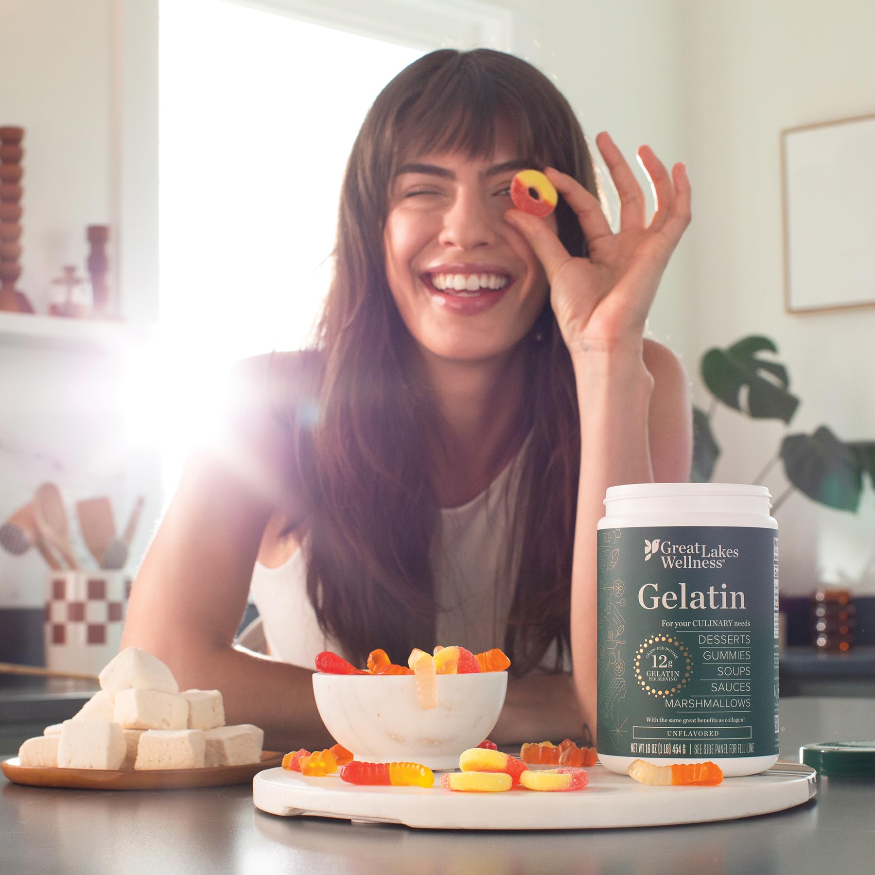 Great Lakes Wellness Beef Gelatin Powder - Grass-Fed, Kosher, Keto-Friendly for Gummies, Marshmallows & Desserts - 454g