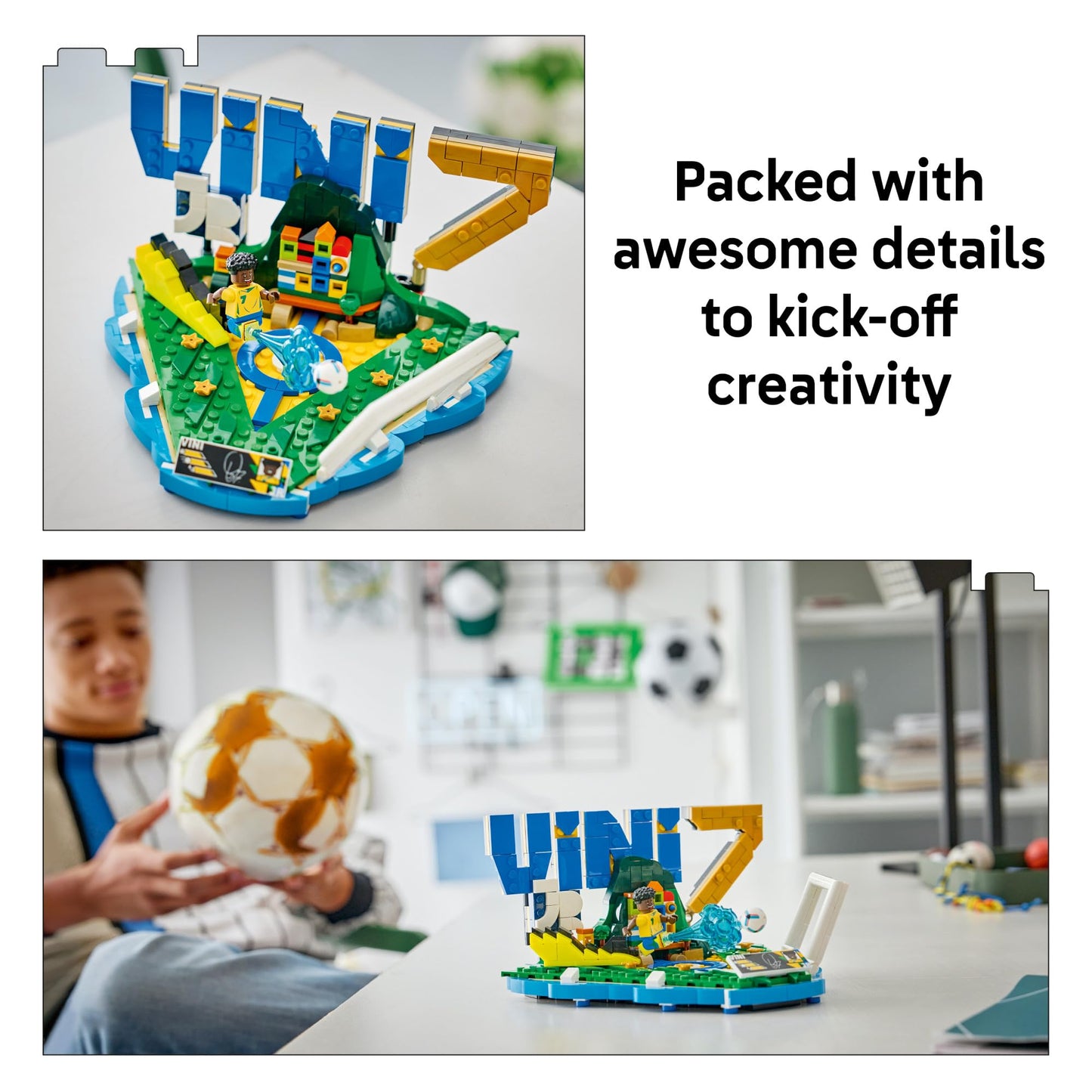 LEGO Editions Vini Jr. – Soccer Highlights - Building Set for Boys & Girls, Ages 10+ - Collectible Soccer Gift W/Plaque - Kids Bedroom or Shelf Decor - 43027