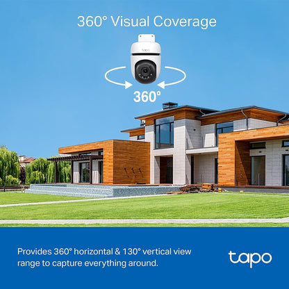 Tapo 2K 3MP QHD Pan/Tilt Outdoor Wired Security Wi-Fi Camera, 360° Visual Coverage, Full-Color Night Vision Up to 98ft, Smart Motion Tracking, Person Detection,Physical Privacy Mode(Tapo C510W)
