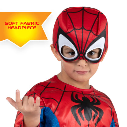 Marvel Spidey Official Toddler Deluxe Halloween Costume - Premium Quality Padded Jumpsuit and Fabric Headpiece (3T-4T)