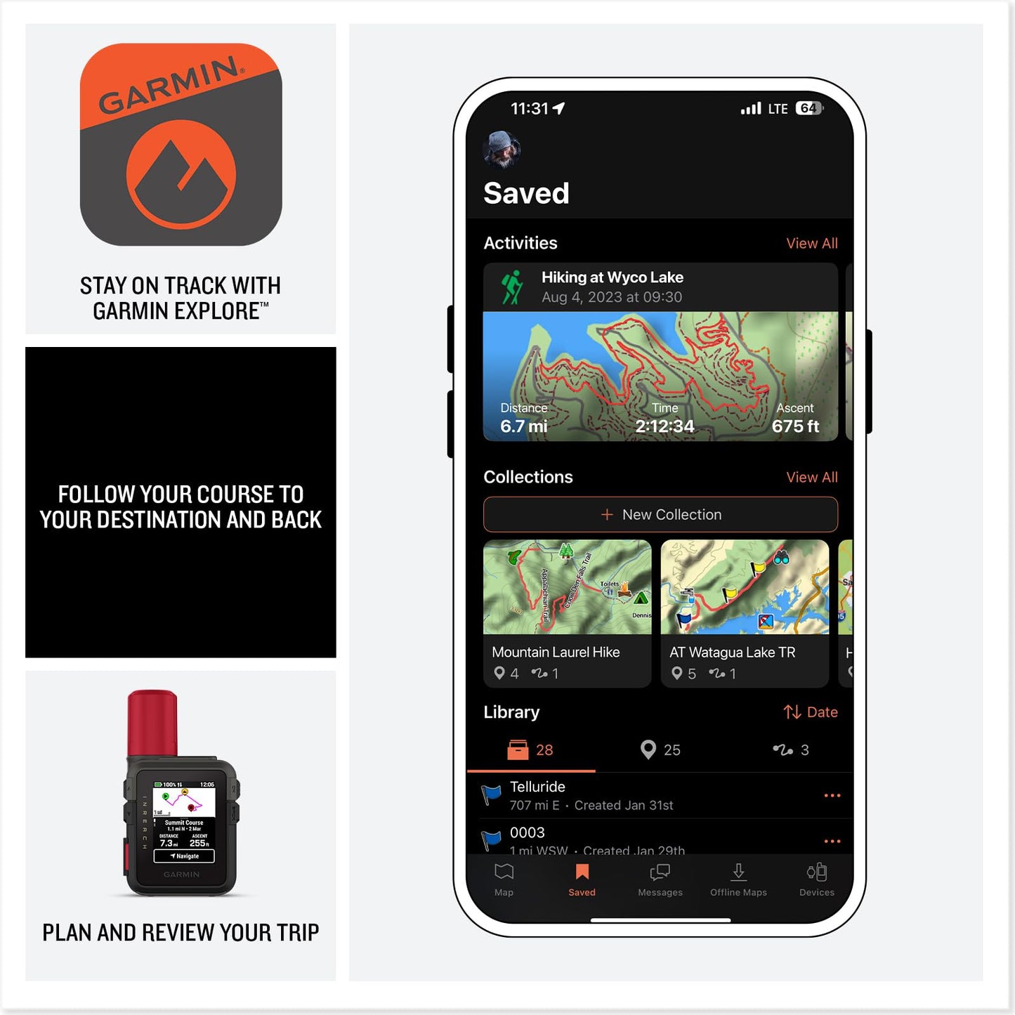 Garmin inReach® Mini 3 Plus, Rugged Global Satellite Communicator with Touchscreen Texting, Photo & Voice Messaging, Emergency SOS Messages & Battery Up to 350 Hours with 10-min inReach® Tracking Garmin