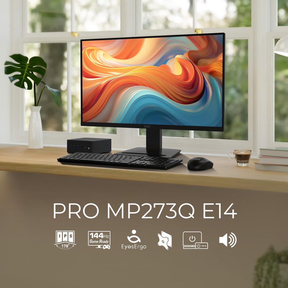 msi PRO MP273Q E14 27-inch IPS 2560 x 1440 (QHD) Computer Monitor, 144Hz,Adaptive-Synch, HDMI, DP Port, VESA Mountable, Tilt, Speaker, 1ms, Black