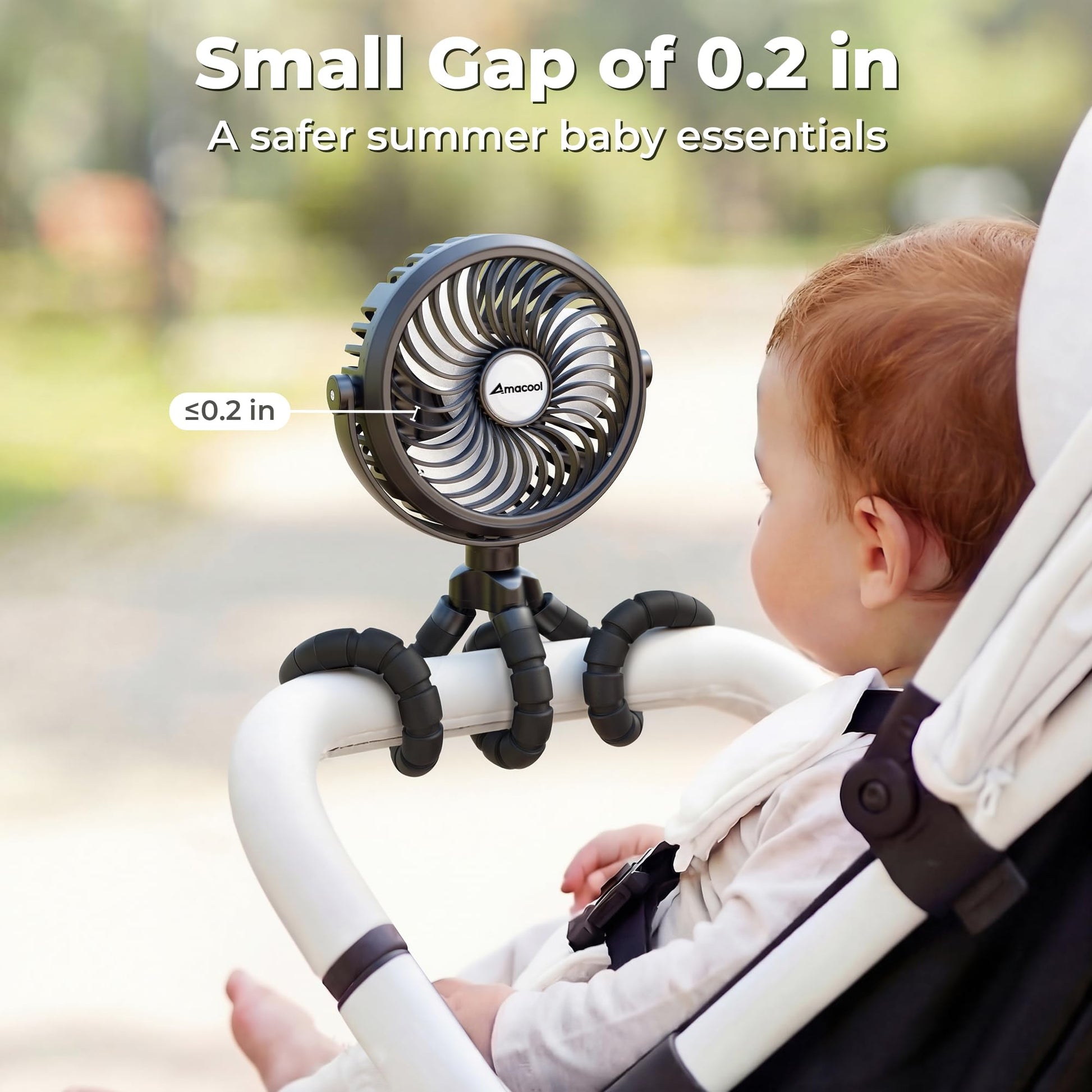 AMACOOL Battery Operated Stroller Fan Flexible Tripod Clip On Fan with 3 Speeds and Rotatable Handheld Personal Fans for Car Seat Crib Bike Treadmill