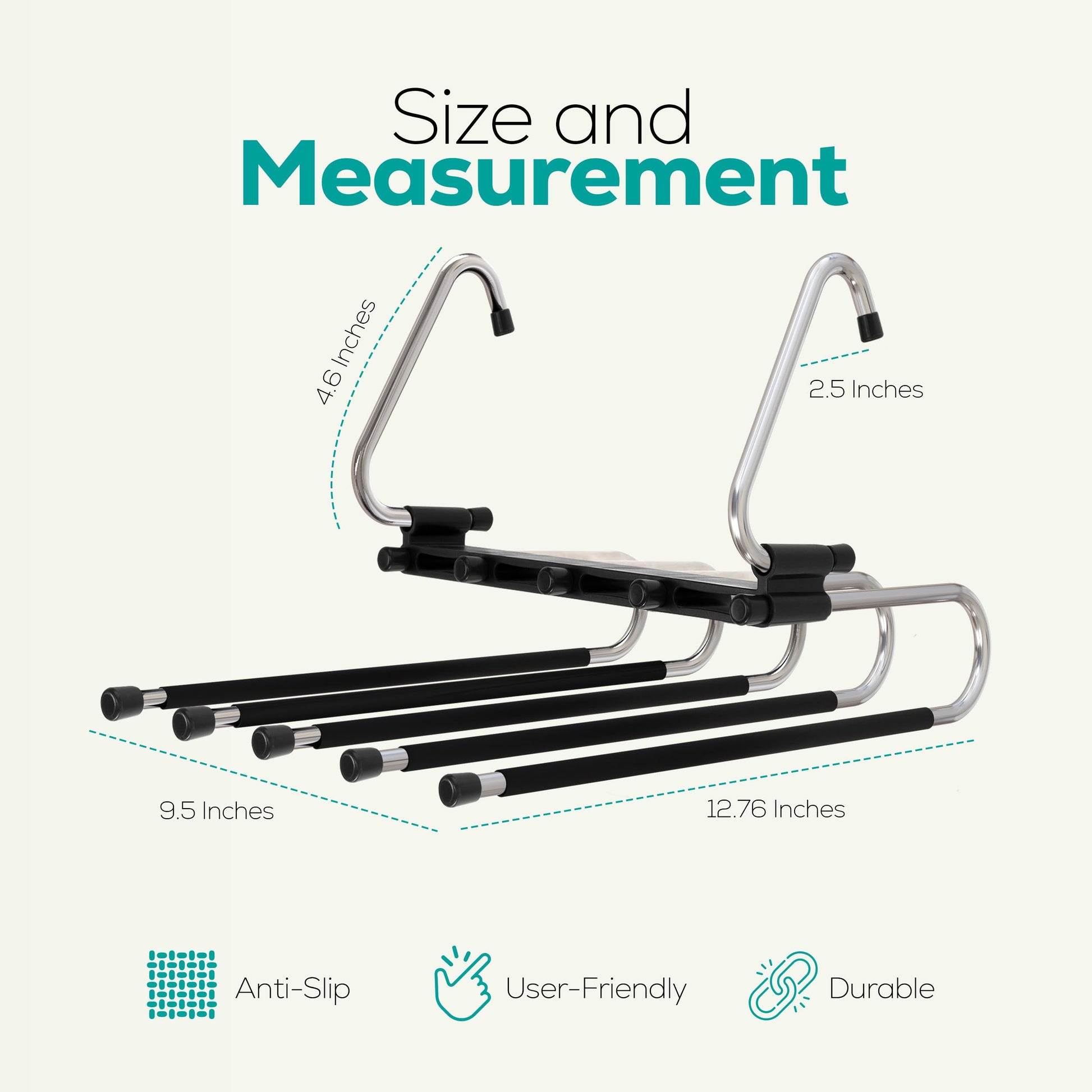Utopia Home 2 Pack Pants Hangers Space Saving - Clothes Hanger with Stainless Steel Hook & Anti-Slip Design - Closet Organizer for Jeans, Trousers, Skirts, Scarf & Slacks (Black) - Available at All In One Marketplace Canada