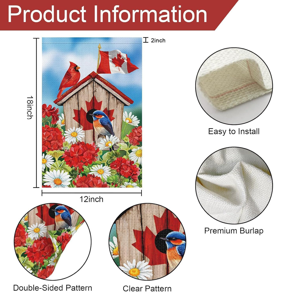 Louise Maelys 12 Sets Seasonal Garden Flag 12x18 Inch Double Sided Small Burlap Welcome Canada Day Spring Summer Fall Halloween Christmas Winter Patriotic Yard Decor Outdoor Outside House Drapeau with Anti-Wind Clip and Stopper
