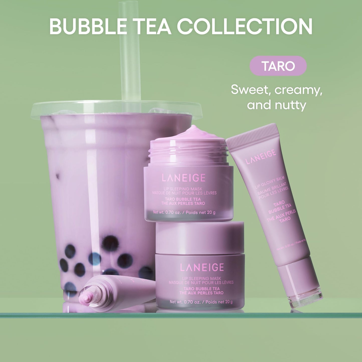 LANEIGE Lip Glowy Balm: Sheer Tinted Lip Moisturizer with Shea Butter, for Hydrating Shine & Soft Lips, Taro Bubble Tea