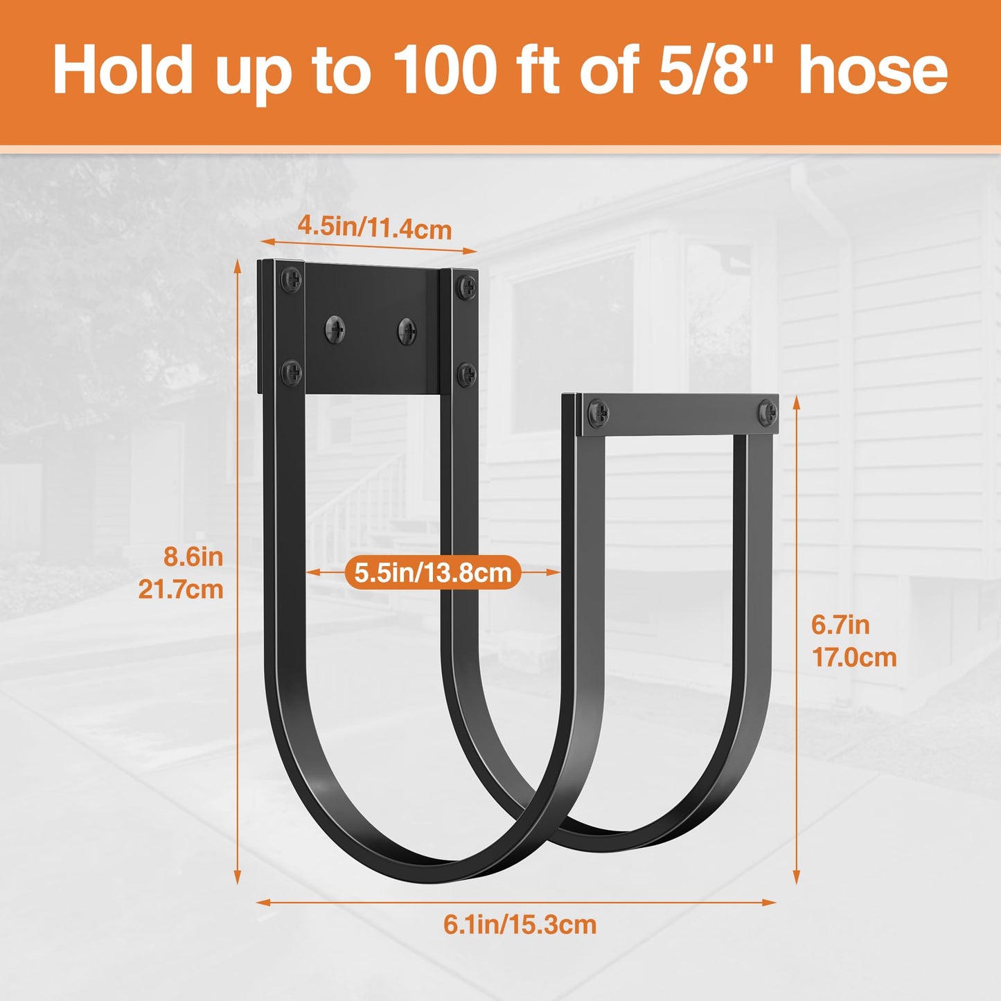 Garden Hose Holder Wall Mount - Heavy Duty Metal Water Hose Hanger for Outside, Durable Hose Hook for Garden, Garage, or Yard Storage - Available at All In One Marketplace Canada