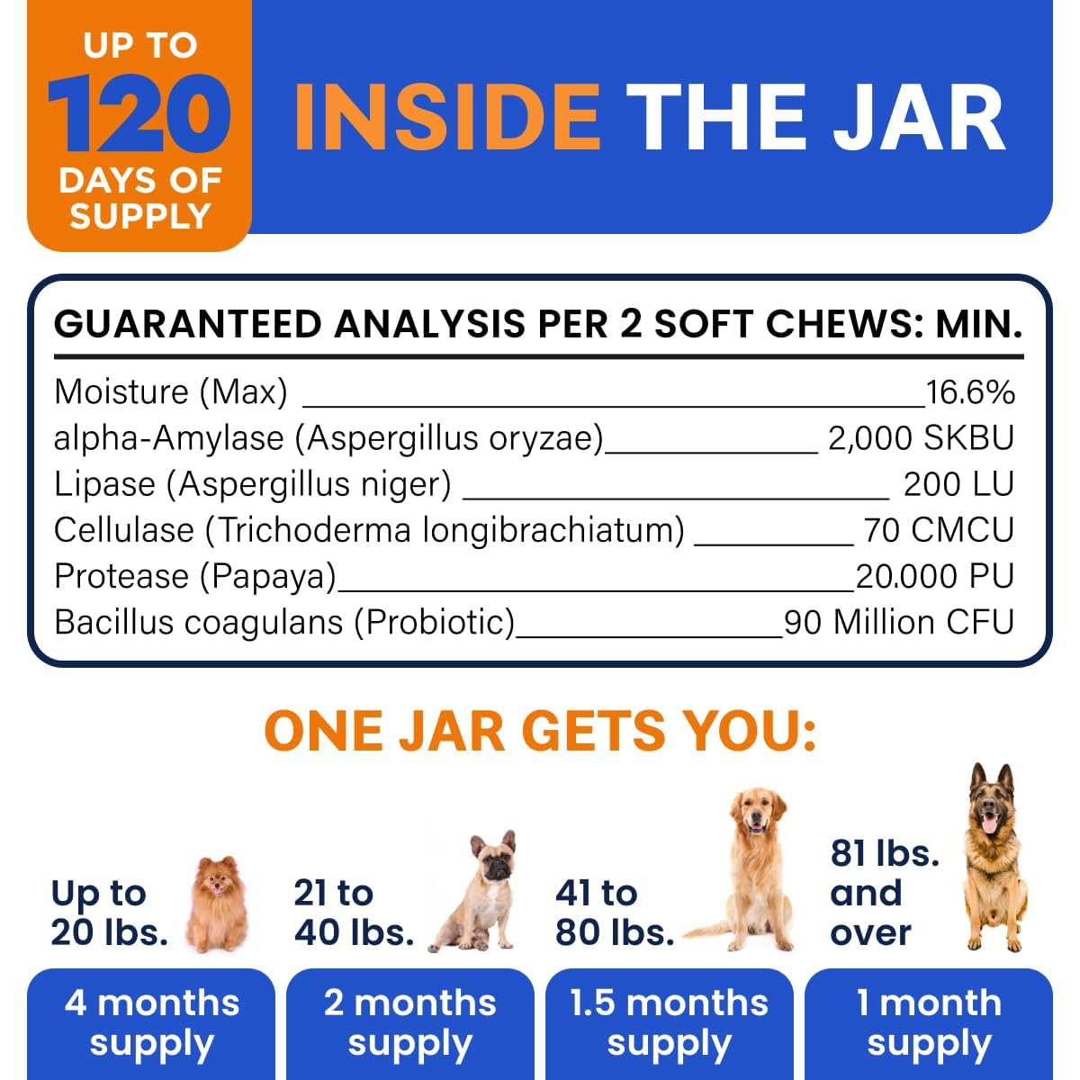 Probiotics for Dogs - Gas, Diarrhea, Allergy, Constipation, Upset Stomach Relief, w/Digestive Enzymes + Prebiotics - Chewable Supplement - Improve Digestion, Immunity - Dog Probiotics Chews - 120Ct