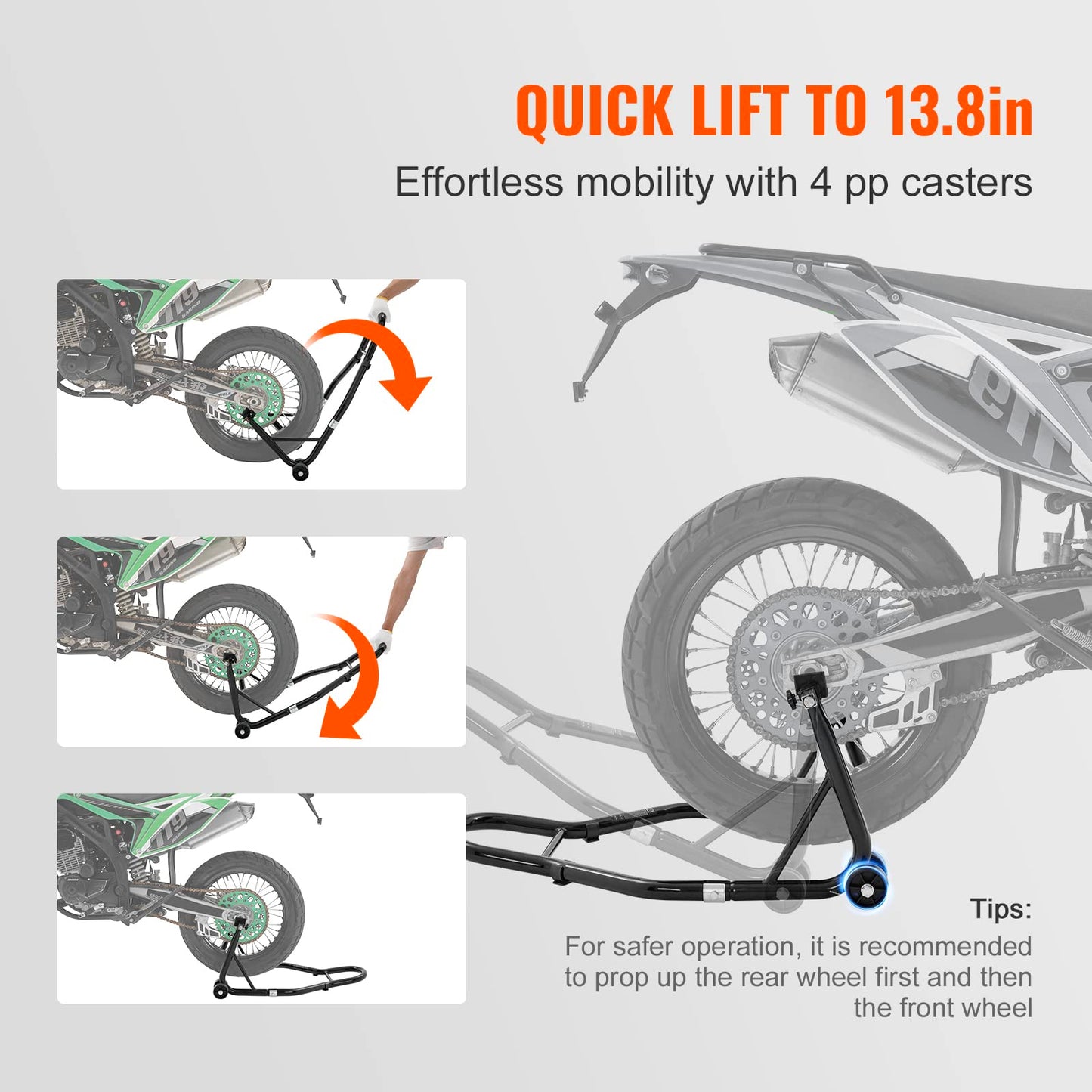 VEVOR Motorcycle Stand Lift, 850lbs Front Rear Combo Stand Lift Stand, Front and Rear Wheel Fork Stand, U+L Fork Swingarm Spool, Compatible with Most Yamaha Honda Kawasaki Suzuki Motorcycles, Black 🍁 All In One Marketplace Canada