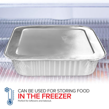 Stock Your Home Aluminum Foil Pans 8x8 Baking Pans Disposable with Lids (10 Pack) Square Baking Pans with Lids - 8 Inch Cake Pan - Brownie Pan - Lasagna Pan - 8 Inch x 8 Inch x 2 Inch 🍁 All In One Marketplace Canada