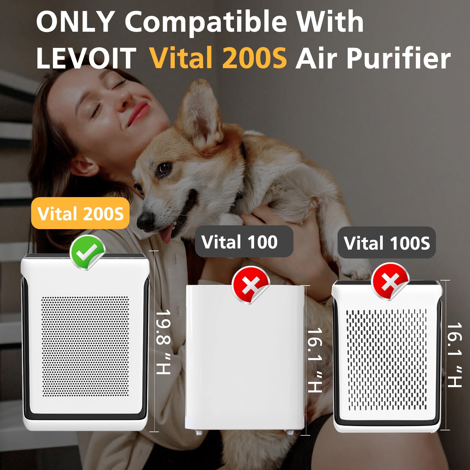 Vital 200S Replacement Filter for LEVOIT Vital 200S Vital 200S-P Air Purifier, HEPA and High-Efficiency Activated Carbon Filter, Vital 200S-RF, LRF-V201-WUS, 2 Pack, White - Available at All In One Marketplace Canada