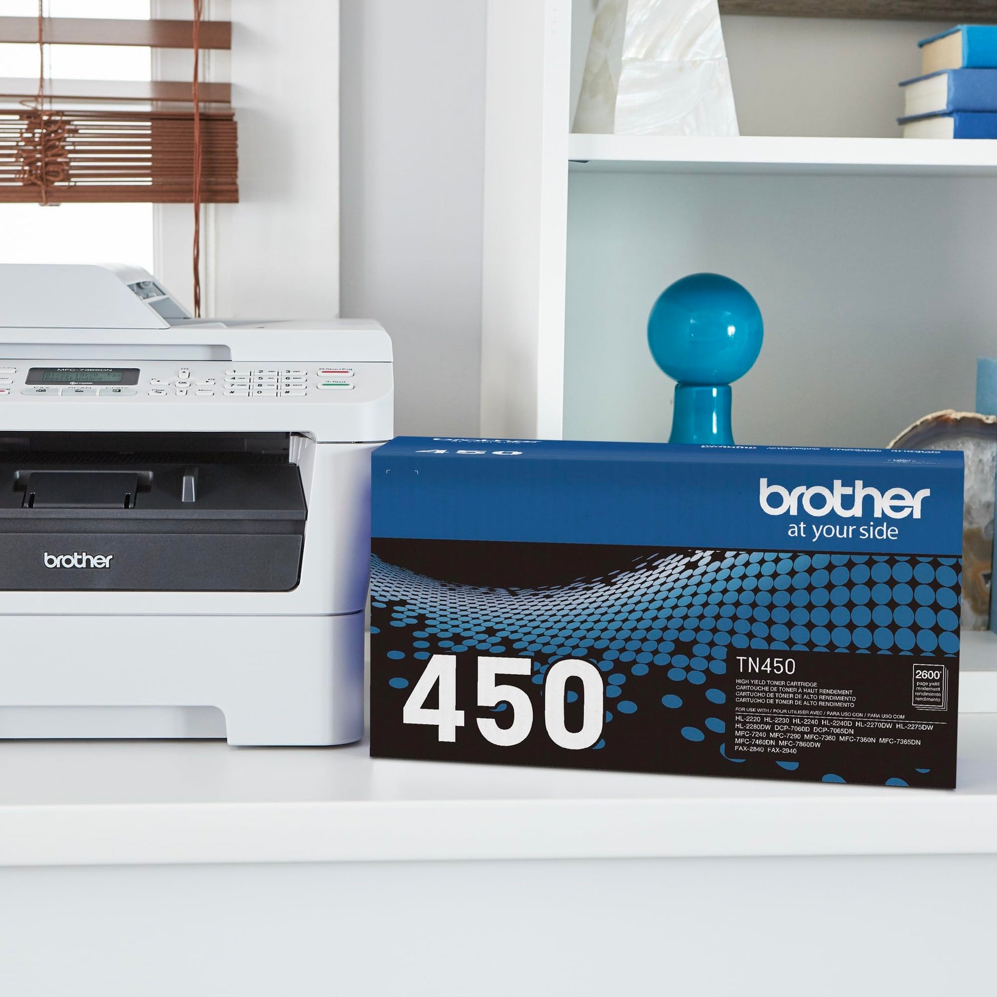 Brother original TN450 High-Yield Black Toner Cartridge, higher yield for value, original toner replacement cartridges, for Brother laser printers DCP-7060D, FAX-2840, HL-2230, MFC-7240 and more Brother