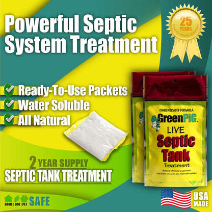 GreenPig Solutions 53 Concentrated Formula Live Septic Tank Treatment, 2 Year Supply