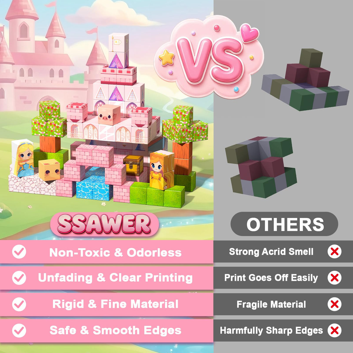 SSAWER Magnetic Blocks, 100PCS Toys Building Blocks Cubes Gifts for Girls 🍁 All In One Marketplace Canada
