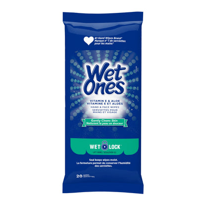 Wet Ones Vitamin E and Aloe Hand Wipes, Wet Wipes, 20 Count (10 pack) Wet Ones