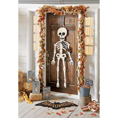 Mud Pie Halloween Skeleton Door Hanger, White, 59" x 19"