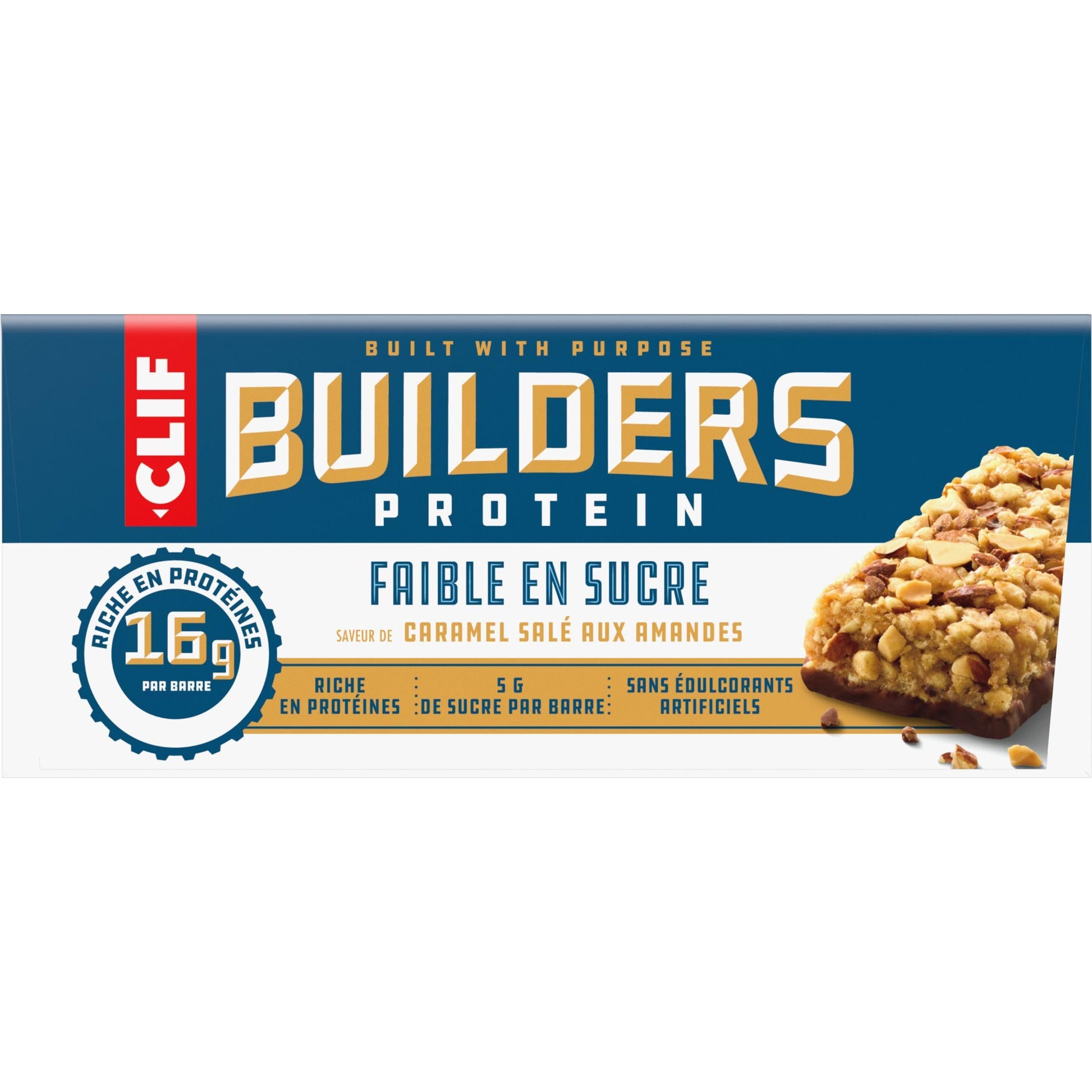 CLIF BUILDERS Low Sugar Protein Bars – Almond Salted Caramel, 12-Pack (56g each)