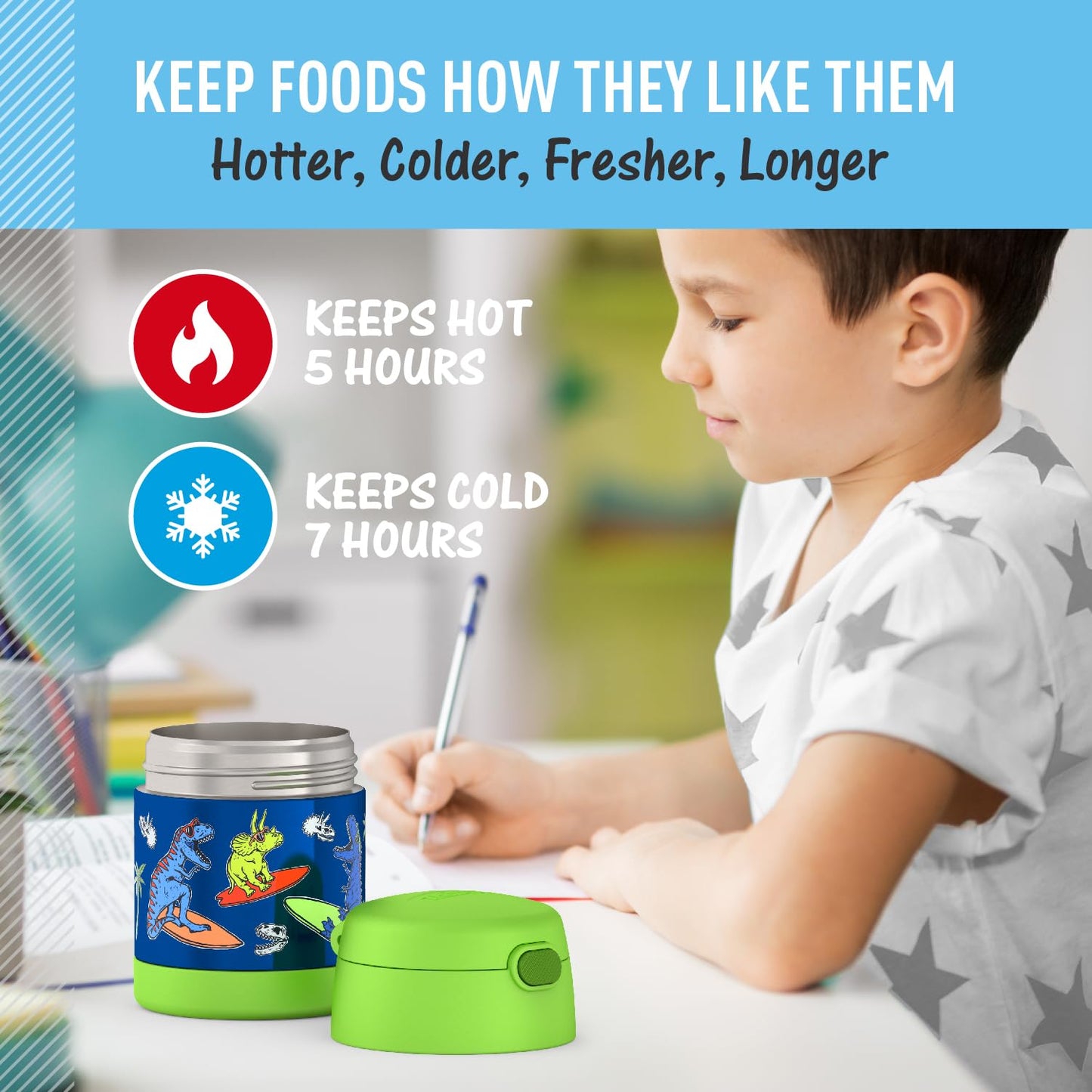 THERMOS FUNTAINER Kids Food Jar with Spoon, 10oz, Daring Dinos 🍁 All In One Marketplace Canada