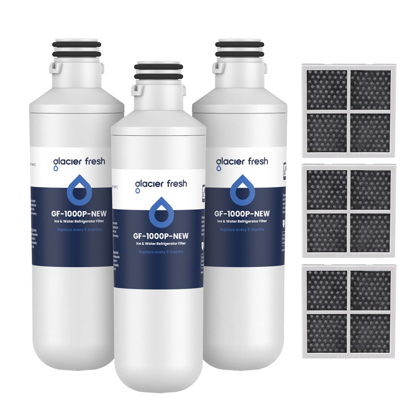 GLACIER FRESH Water Filter LT1000PC Compatible with LG LT1000P, LT1000P/PC/PCS, LT-1000PC, MDJ64844601, 9980 Water Filter, and LT120F, ADQ73214404 Air Filter Combo, 3 Pack - Available at All In One Marketplace Canada