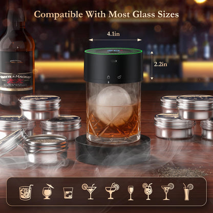 AMZSEAT Electric Whiskey Smoker Kit-Rechargeable Cocktail Smoker Set with 6 Wood Chips-Unique Bourbon Ideal Christmas, Birthday, Gifts for Men, Dad, Husband-Dusk Black 🍁 All In One Marketplace Canada