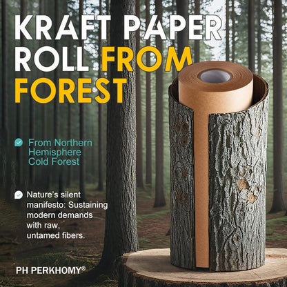 PerkHomy 36" x 2,400" (200') Brown Kraft Paper Roll for Craft Bulletin Board Paper Art Table Covering Crafting Gift Wrapping Bouquet Packing Parcel 70GSM 50LB (Brown, 36" x 200') - Available at All In One Marketplace Canada