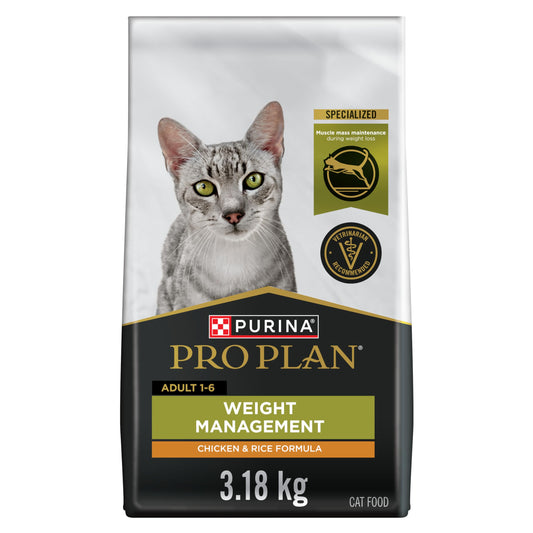 Pro Plan Dry Cat Food, Weight Management, Chicken & Rice 3.18kg 🍁 All In One Marketplace Canada Pro Plan