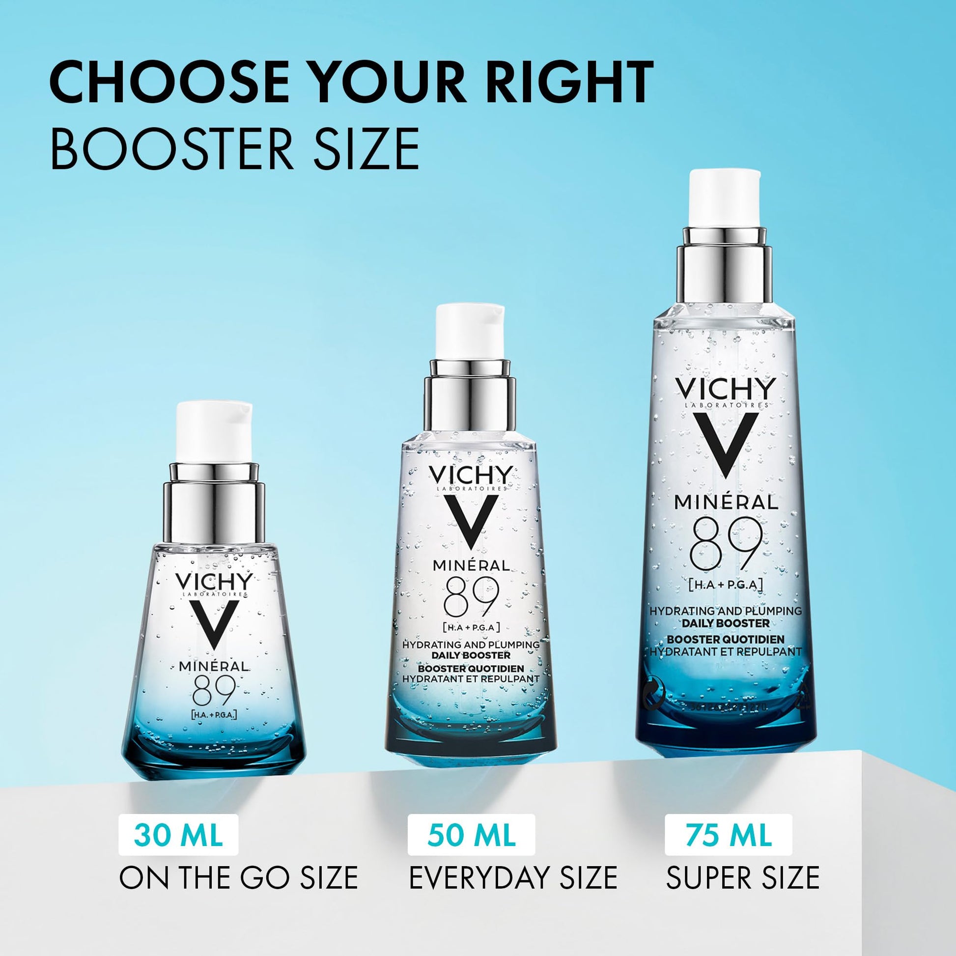 Vichy Hydrating Hyaluronic Acid Serum, Mineral 89 Daily Face Serum Skin Booster with Natural Origin Hyaluronic Acid, Hydrates and Strengthens Sensitive Skin, Recommended by Dermatologists VICHY