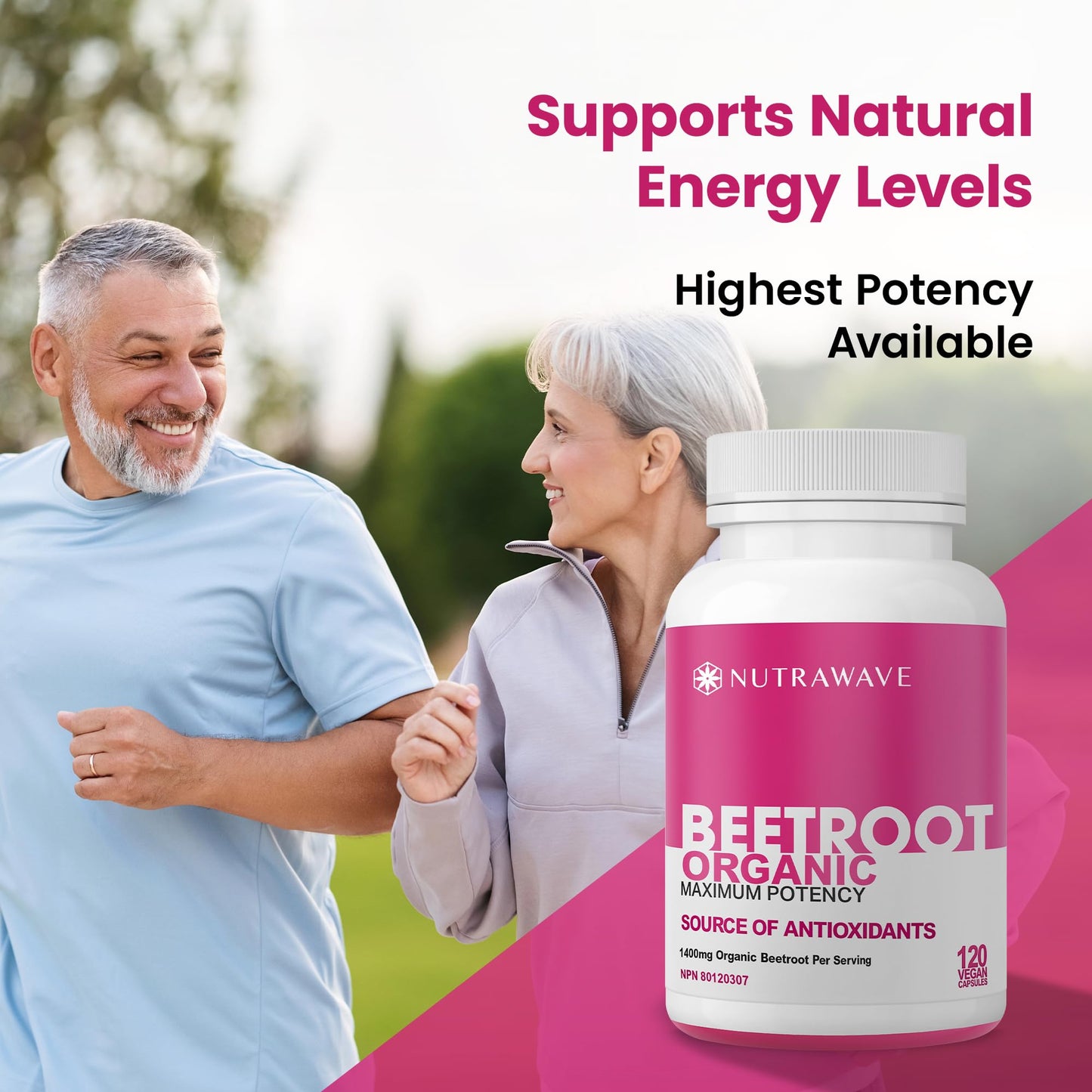 Nutrawave Organic Beetroot Capsules 1400mg – High Potency Nitric Oxide Booster for Energy, Heart & Brain Health – 120 Vegan, Non-GMO Beta Vulgaris Supplements – Raw Beet Root Powder with Vitamins & Antioxidants - Available at All In One Marketplace Canada