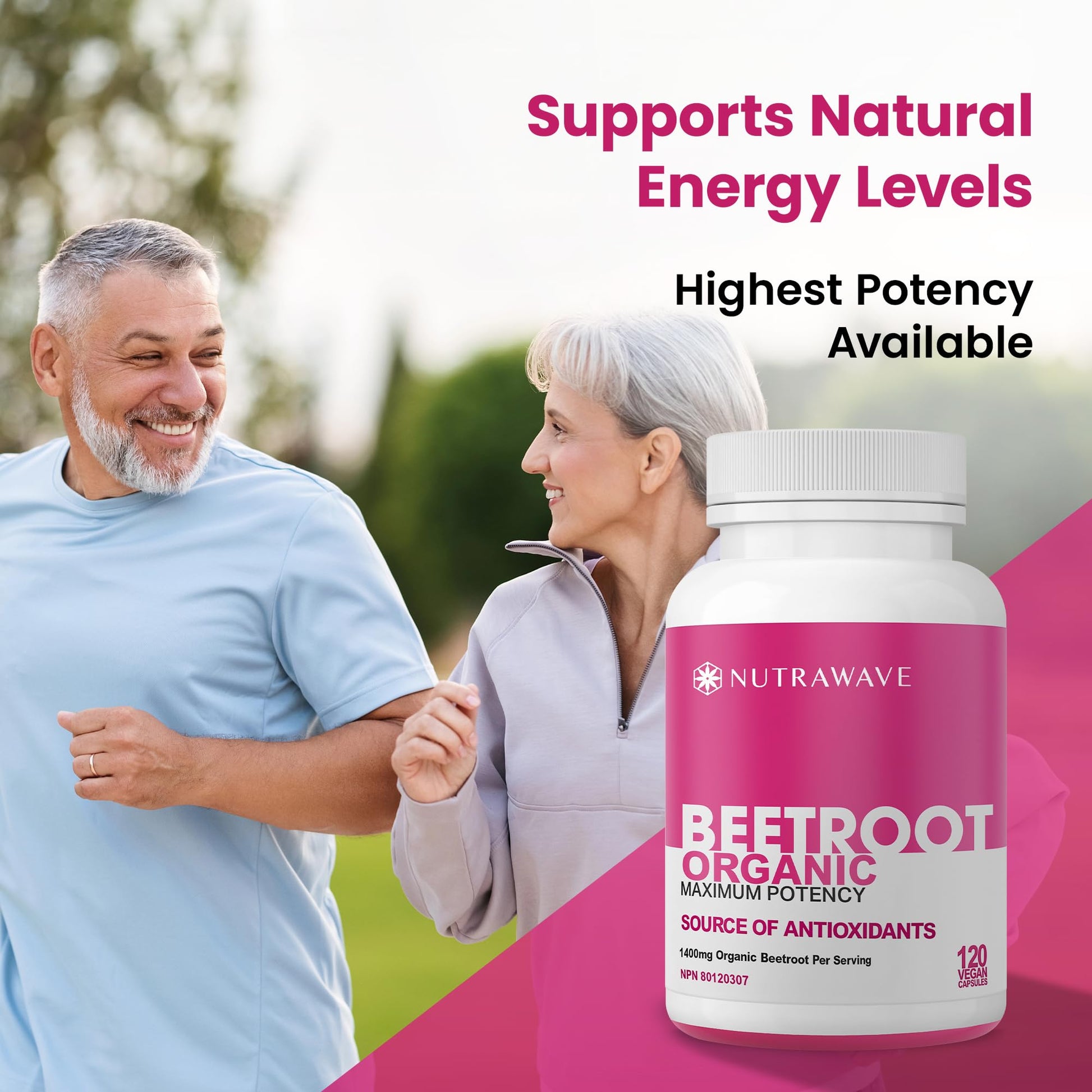 Nutrawave Organic Beetroot Capsules 1400mg – High Potency Nitric Oxide Booster for Energy, Heart & Brain Health – 120 Vegan, Non-GMO Beta Vulgaris Supplements – Raw Beet Root Powder with Vitamins & Antioxidants - Available at All In One Marketplace Canada
