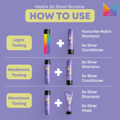 Matrix So Silver Purple Shampoo, Neutralizes Yellow Tones, For Blonde, Grey, and Platinum Hair, Color Depositing and Clarifying Shampoo For Color Treated Hair, Vegan