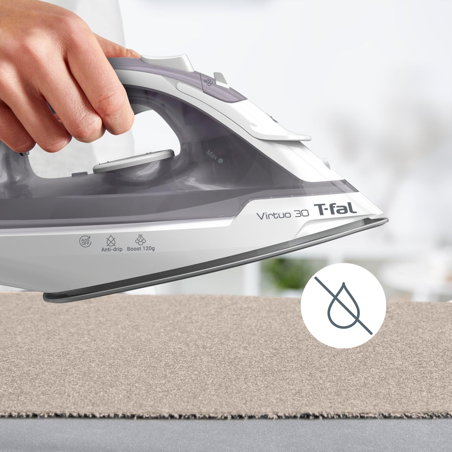 T-Fal Virtuo Steam Iron for Clothes with Retractable Cord, Portable Iron and Steamer for Clothes, Ceramic Nonstick Soleplate, 1500 Watts, Anti-Drip, Auto-Off, Scratch Resistant, Grey - Available at All In One Marketplace Canada