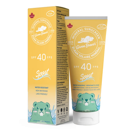 Green Beaver SPF 40 Sport Sunscreen for Kids, 100% Natural Lotion, Reef Safe, Mineral made with Organic Ingredients, Broad-Spectrum UVA and UVB Sun Protection, Water and Sweat resistant, Benzene-free, Hypoallergenic and Hydrating for the Skin, 90ml The Green Beaver Company
