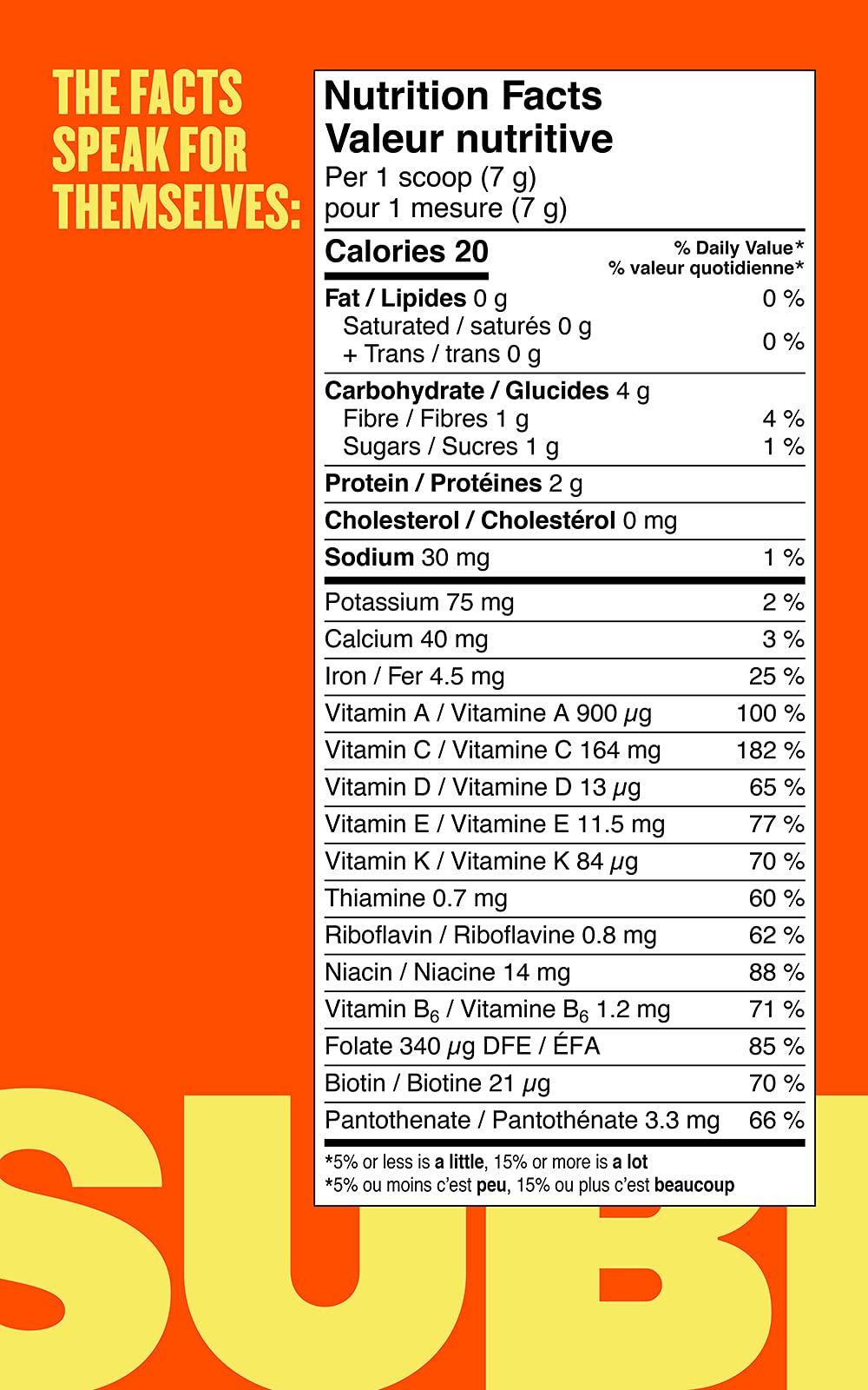 SUBI Greens Superfood Pineapple Mango Blend - Nutrient-Dense Vegetable & Fruit Powder, 40-Day Supply, Made in Canada