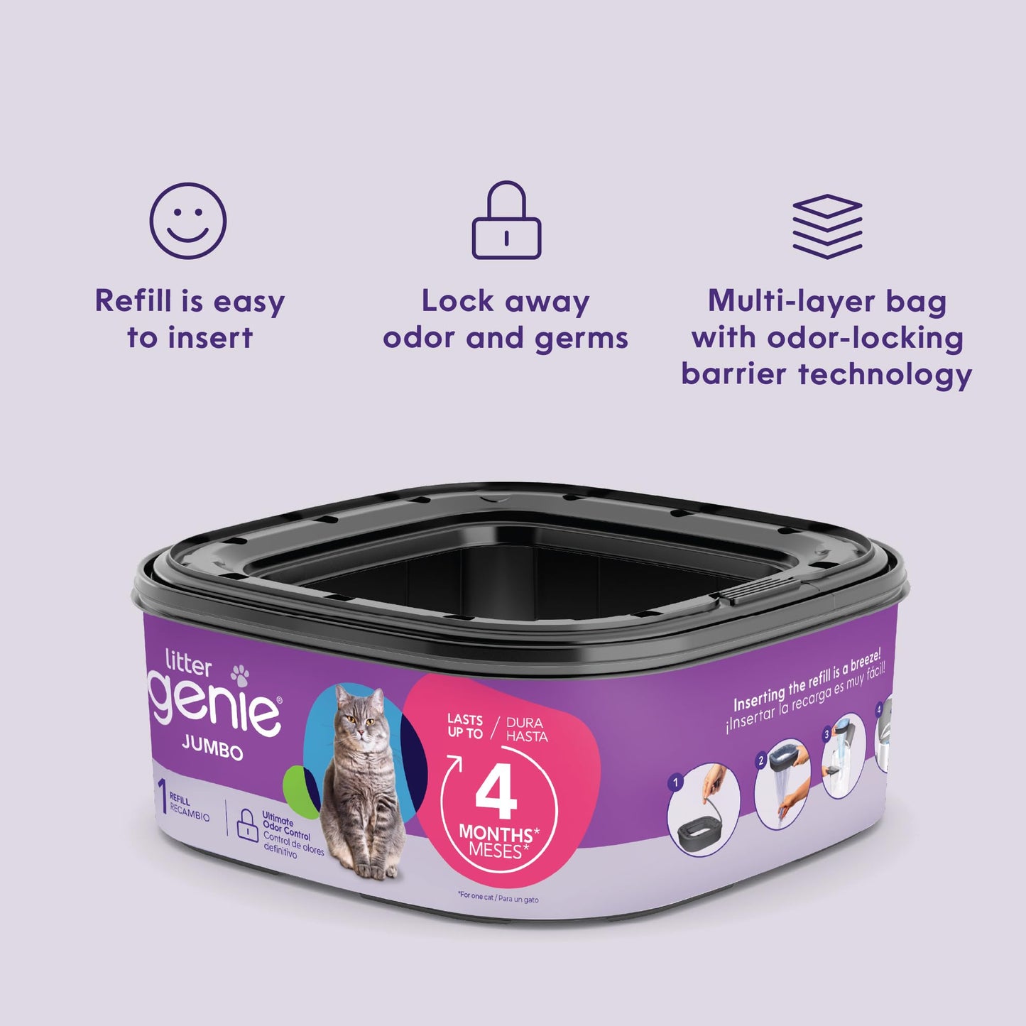 Litter Genie Refill Bags | Jumbo 2-Pack | Up to 8 months of supply in 2 cartridges | Ultimate Odor Control Cat Litter Bags - Available at All In One Marketplace Canada