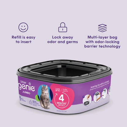 Litter Genie Refill Bags | Jumbo 2-Pack | Up to 8 months of supply in 2 cartridges | Ultimate Odor Control Cat Litter Bags - Available at All In One Marketplace Canada