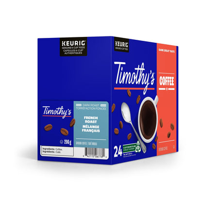 Timothy's French Roast, dosettes de café K-Cup, boîte de 24 pour cafetières Keurig