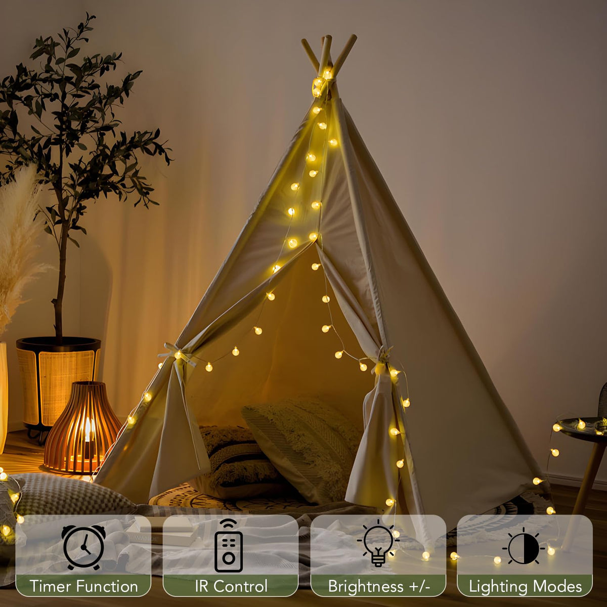 Metaku 16.4Ft 50LED Battery Operated Globe String Lights with Remote 🍁 All In One Marketplace Canada