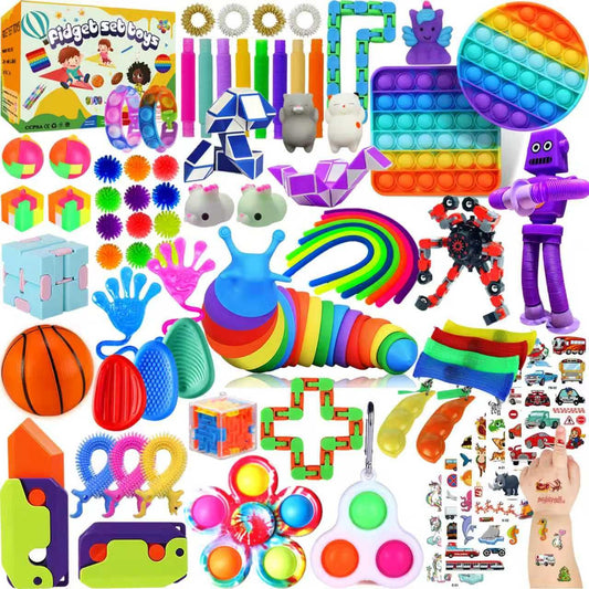 80 Pack Fidget Toys Set,Pop It Relieves Stress and Anxiety Sensory Fidget Toy for Children Girls Adults, Gift for Birthday Party Favors, Classroom Rewards Prizes, Carnival, Piñata Goodie Bag Fillers