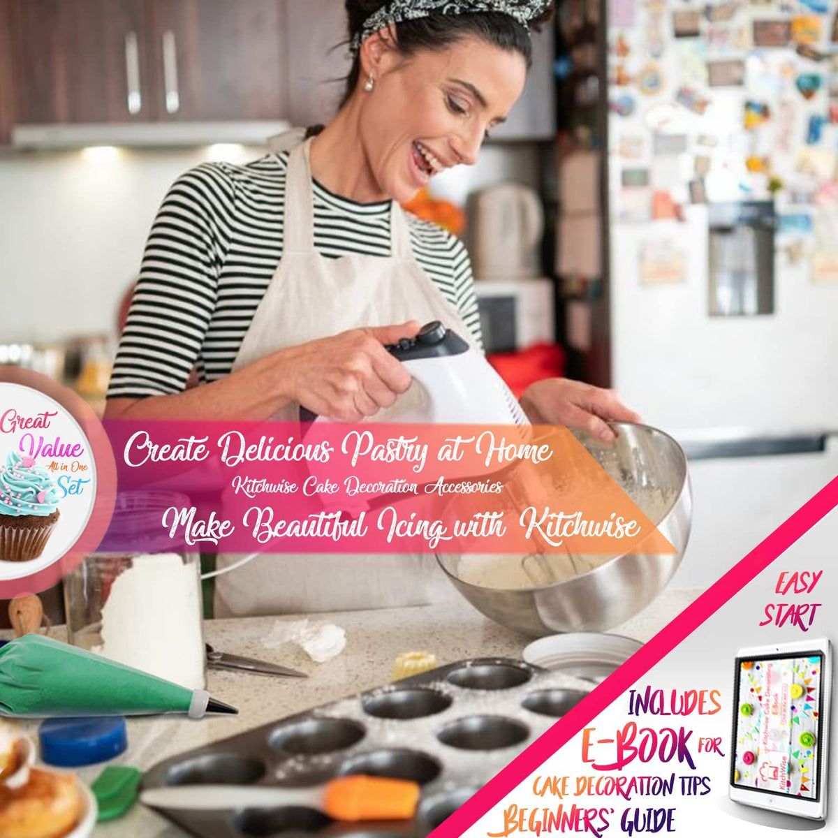 Cake Decorating Supplies Kit Tips 83 Pieces, 48 Stainless Steel Icing Tip Set, 2 Reusable Coupler and 20 Pastry Bags 🍁 All In One Marketplace Canada