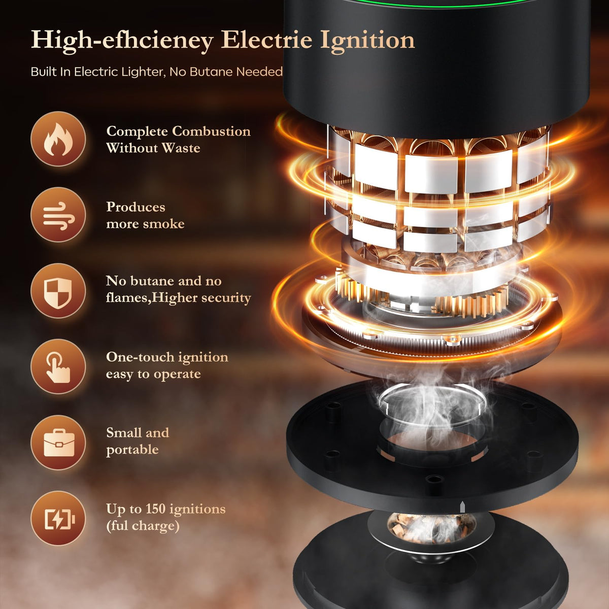 AMZSEAT Electric Whiskey Smoker Kit-Rechargeable Cocktail Smoker Set with 6 Wood Chips-Unique Bourbon Ideal Christmas, Birthday, Gifts for Men, Dad, Husband-Dusk Black 🍁 All In One Marketplace Canada