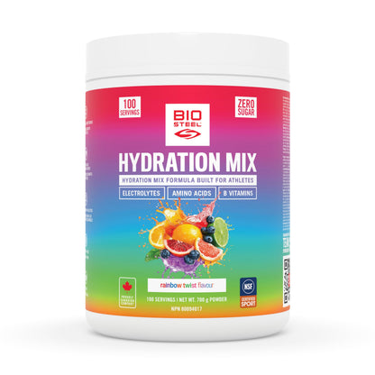 BioSteel Hydration Mix, Great Tasting Hydration with Zero Sugar, and No Artificial Flavours or Preservatives, Rainbow Twist Flavour, 100 Servings per Tub