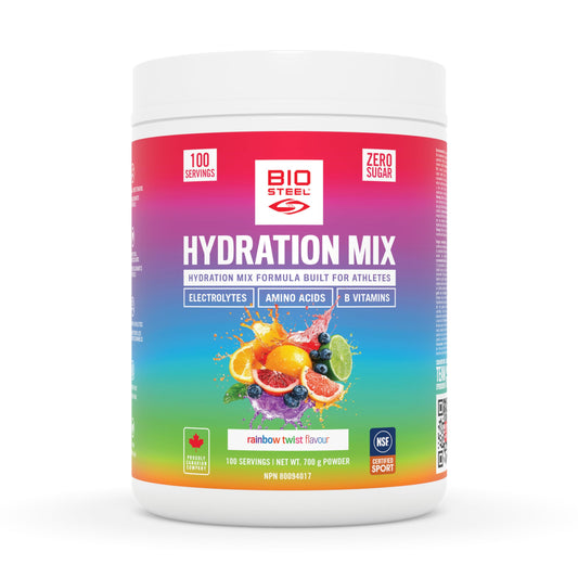 BioSteel Hydration Mix, Great Tasting Hydration with Zero Sugar, and No Artificial Flavours or Preservatives, Rainbow Twist Flavour, 100 Servings per Tub