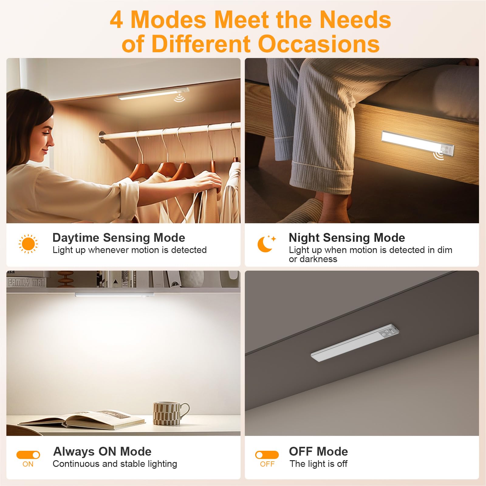 Gritin 10.2inch Under Cabinet Lighting Rechargeable 2 Pack