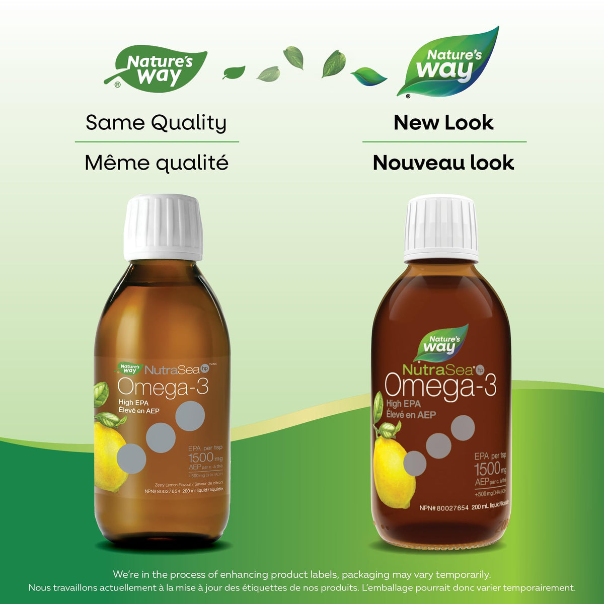Nature's Way NutraSea HP Omega 3 High EPA Fish Oil Liquid Supplement for Adults and Kids 1+ – Lemon Flavour, Non-GMO – Heart & Brain Support – 1500mg EPA, 200 mL