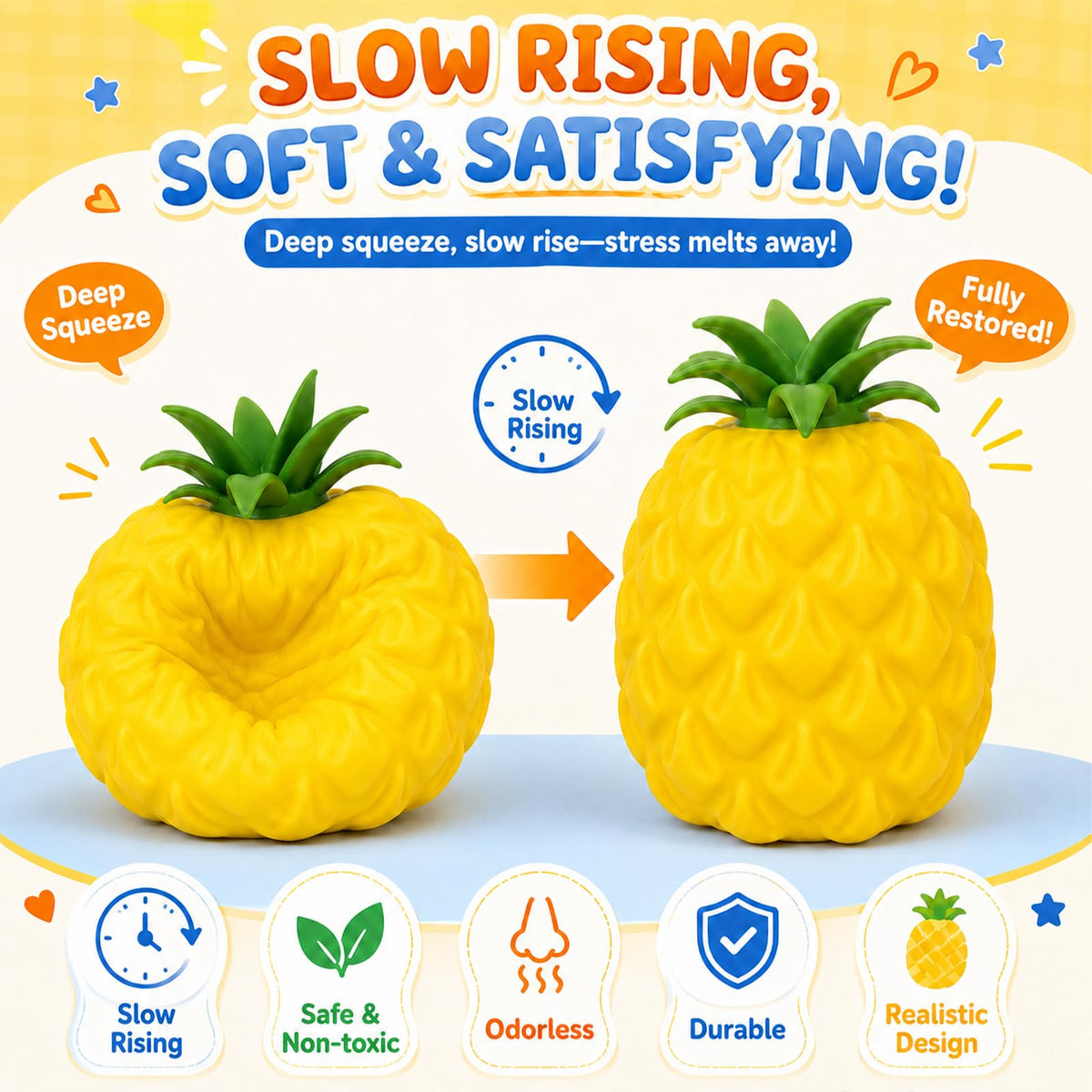 6.7in Jumbo Pineapple Squishy Toys,Squeeze Sensory Fidget Novelty Toys for Stress & Anxiety Relief,Christmas Birthday White Elephant Gifts Party Favors 🍁 All In One Marketplace Canada
