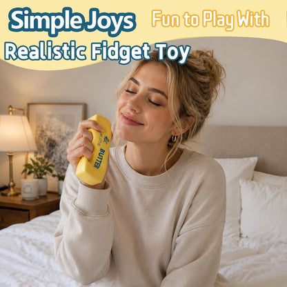 Butter Squishy, Soft Slow Rising Squeeze Butter Squishy, Realistic Texture Sensory Play Fidget Toy, Fun Desk Toy for Kids, Teens & Adults (Yellow, Small)