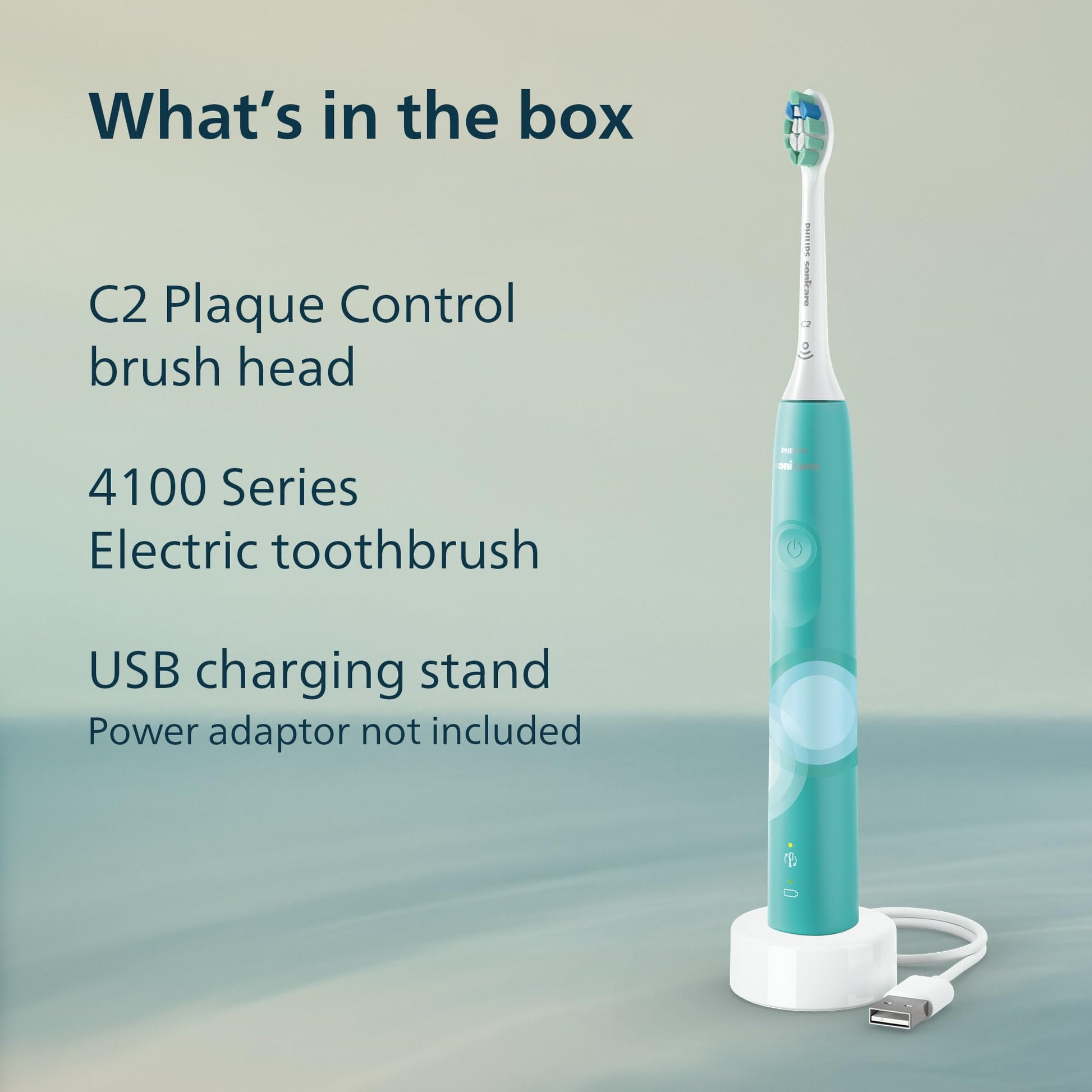 Philips Sonicare 4100 Electric Toothbrush, Sonic Toothbrush with Two Intensity Levels, Pressure Sensor and Timer, Cleansing Blue Prismatic, Model HX3689/23